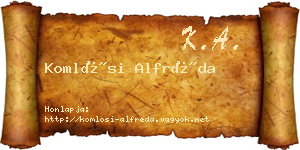 Komlósi Alfréda névjegykártya